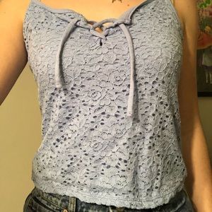 Lavender Hollister cropped lace tank.